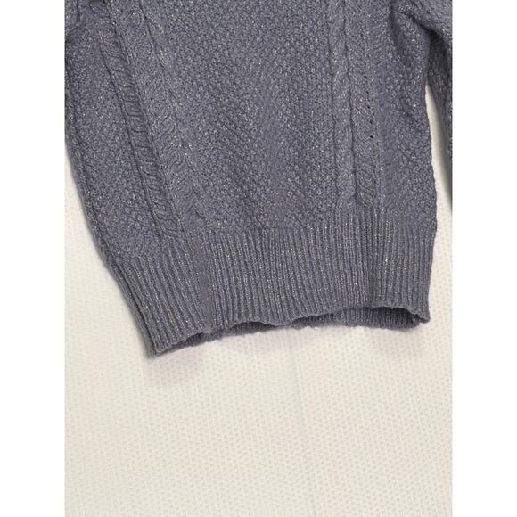 Lauren Conrad XS Gray Silver Cable Knit Ruffle Shoulder Sweater - Picture 3 of 10